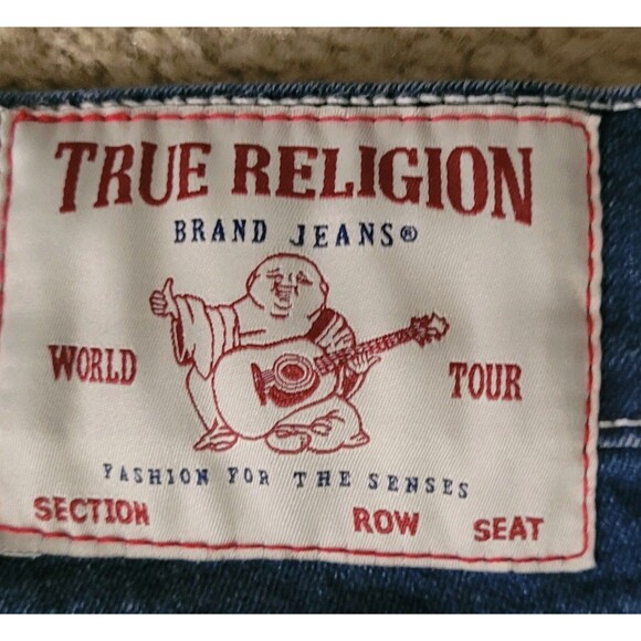 True Religion Jeans Mens 36x32.5 Med Blue Ricky Relaxed Straight Leg Flap Pocket - Picture 10 of 14